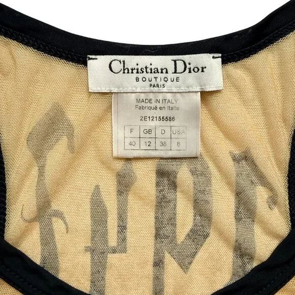 Christian Dior SS 2002 Gothic Logo Mesh Tank – Authentic